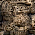 Abstract ancient background. Stone carving in the style of the ancient Mayan and Inca cultures. Abstract decorative art. Mystic