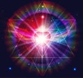 Angel of light and love doing a miracle, rainbow power energy, mer ka ba, diamond heart Royalty Free Stock Photo