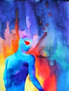 Abstract angry man splash background watercolor painting illustration hand drawing Royalty Free Stock Photo