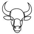 Abstract angus cow bison buffalo steak premium logo design. Creative bull continuous line icon symbol.