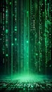 abstract animation of binary code cascading down like digital rain