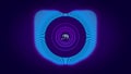 Abstract animation of colorful sound wave circle equalizer with animated neon silhouette of elephant in the center