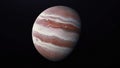 Abstract animation of planet Jupiter with colorful surface rotating in outer space. Animation. Full revolution of the