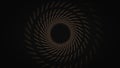 Abstract animation of swirling seamless geometric tunnel. Animation. Geometric patterned swirling spiral on black