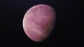 Abstract animation of unknown pink planet rotating in outer space. Animation. Abstract pink planet orbiting in space