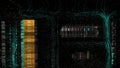 Abstract animation of working programmable logic controller box PLC