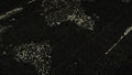 Abstract animation of world map in digital screen formed by tiny figures. Animation. Digital screen with continents