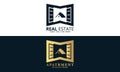 Gold And Black color Modern Real State Logo Design set, Royal Place logo bundle, Apartment Sweet Home, icon designwith grey black Royalty Free Stock Photo