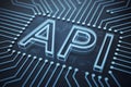 Abstract api technology background with circuit board design for software development and integration Royalty Free Stock Photo