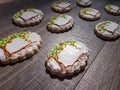 Abstract Apple Tree sugar cookies on a wooden background Royalty Free Stock Photo