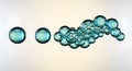 Dynamic Aqua Bubbles Abstract Background. Molecular Science, Modern Technology Concept with Copy Space. Royalty Free Stock Photo
