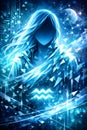 Abstract Aquarius Portrait With Cosmic Geometry Representing Identity Intelligence And Energy Flow Royalty Free Stock Photo