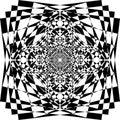Abstract arabesque ceiling project space chessboard in perspective black on transparent