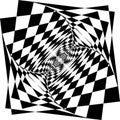 Abstract arabesque space chessboard in perspective black on transparent