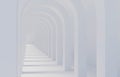 Abstract arched corridor extending into perspective.3d rendering