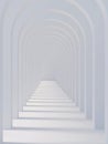 Abstract arched corridor extending into perspective.3d rendering