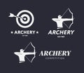 Abstract archery logo. Vector badge concept. Archer with sport bow and target with arrow. Archery competition. Royalty Free Stock Photo