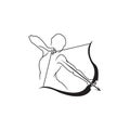 Abstract archery logo. Vector badge concept. Archer with sport bow and target with arrow. Archery competition