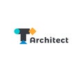 Abstract architect icon, geometric shapes letter T. Logo template for innovation tech in architecture and architecture