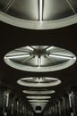 Minimalist futuristic interior. Round design of lighting on the ceiling Royalty Free Stock Photo