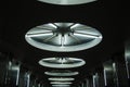 Minimalist futuristic interior. Round design of lighting on the ceiling Royalty Free Stock Photo