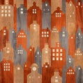 Abstract architectural building - seamless background - wooden texture