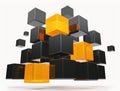 Abstract architectural 3D of reflective cubes Royalty Free Stock Photo