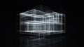 Abstract Structure, 3D Wireframe Building Model on Black Background Royalty Free Stock Photo