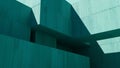 Abstract architectural forms in teal with dramatic shadows and geometric shapes Royalty Free Stock Photo