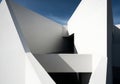 Modern Architectural Abstract, White Building and Blue Sky, Contemporary Design Royalty Free Stock Photo