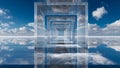 Abstract Architectural Tunnel with Sky Reflection Royalty Free Stock Photo