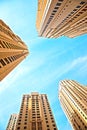 Abstract architectural image with skyscrapers on sky background Royalty Free Stock Photo