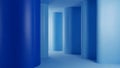 Abstract Architectural Interior Featuring Smooth Curved Blue Walls and Columns Creating a Sense of Depth Royalty Free Stock Photo