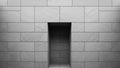 Abstract Architectural Recess in a Textured Gray Stone Wall Creating a Dark Rectangular Opening and Shadow Play Royalty Free Stock Photo