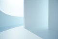 An abstract architectural rendering showcases a minimalist light blue interior with curved walls Royalty Free Stock Photo