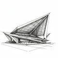 Abstract architectural sketch depicting a futuristic building with sharp, angular lines Royalty Free Stock Photo