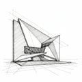 Abstract architectural sketch featuring sharp, angular geometric forms. The design Royalty Free Stock Photo