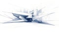 Modern Architectural Blueprint Design, Abstract Building Sketch with Geometric Shapes Royalty Free Stock Photo
