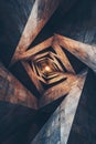 Abstract Architectural Spiral with Geometric Patterns and Dramatic Lighting Royalty Free Stock Photo