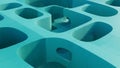 Abstract architectural structure with rounded openings in turquoise Royalty Free Stock Photo
