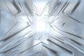 Abstract Architectural tunnel light Irregular triangle Futuristic background made of silver or platinum. Success concept