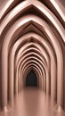 Abstract architectural tunnel with symmetrical arched design in warm tones Royalty Free Stock Photo