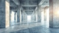 Abstract architecture background, empty rough concrete interior with diagonal columns Royalty Free Stock Photo