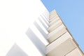 Abstract architecture background. White geometry against blue sky. Royalty Free Stock Photo