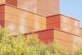 Abstract architecture detail with modern facade and tree leaves