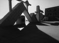 Abstract architecture with geometric shape and high contrast black and white tone