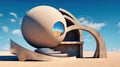 Abstract architecture surreal building. Dream scene with epic architectural abstraction under the blue sky. Generated AI