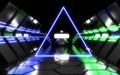 Abstract architecture tunnel with neon light. illustrationa Royalty Free Stock Photo