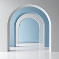 Abstract Archway With Blue Accents And White Minimalist Architecture Royalty Free Stock Photo