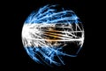 Abstract Argentina sparkling flag, Christmas ball concept isolated on black background Royalty Free Stock Photo